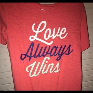 Love Always Wins coral tee from Old Navy.